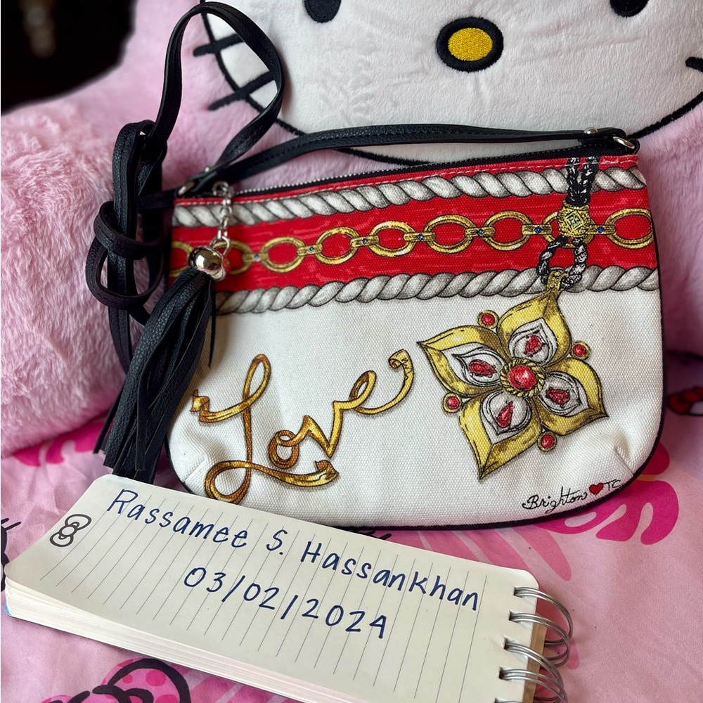 Brighton TC Canvas LOVE Crossbody Bag Purse